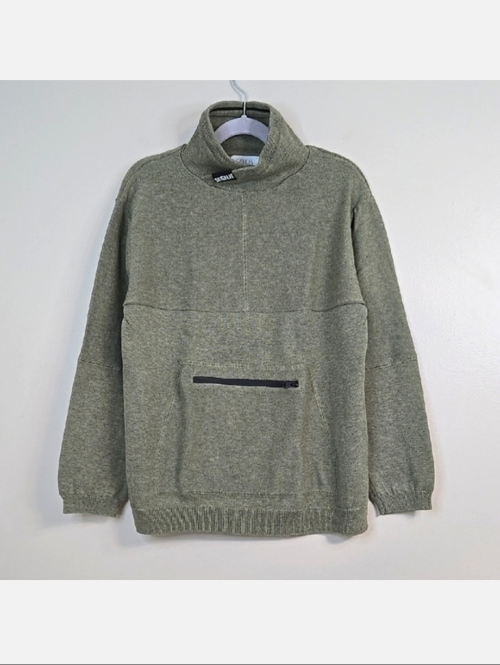 Zara Boys 100% Cotton Olive Green Mock Neck Sweater, Size 8-10* ~ EUC